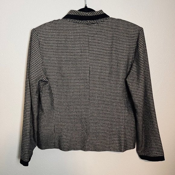 vtg 80s/90s brown & black houndstooth blazer 12 crop tailored horse girl preppy - Picture 2 of 6